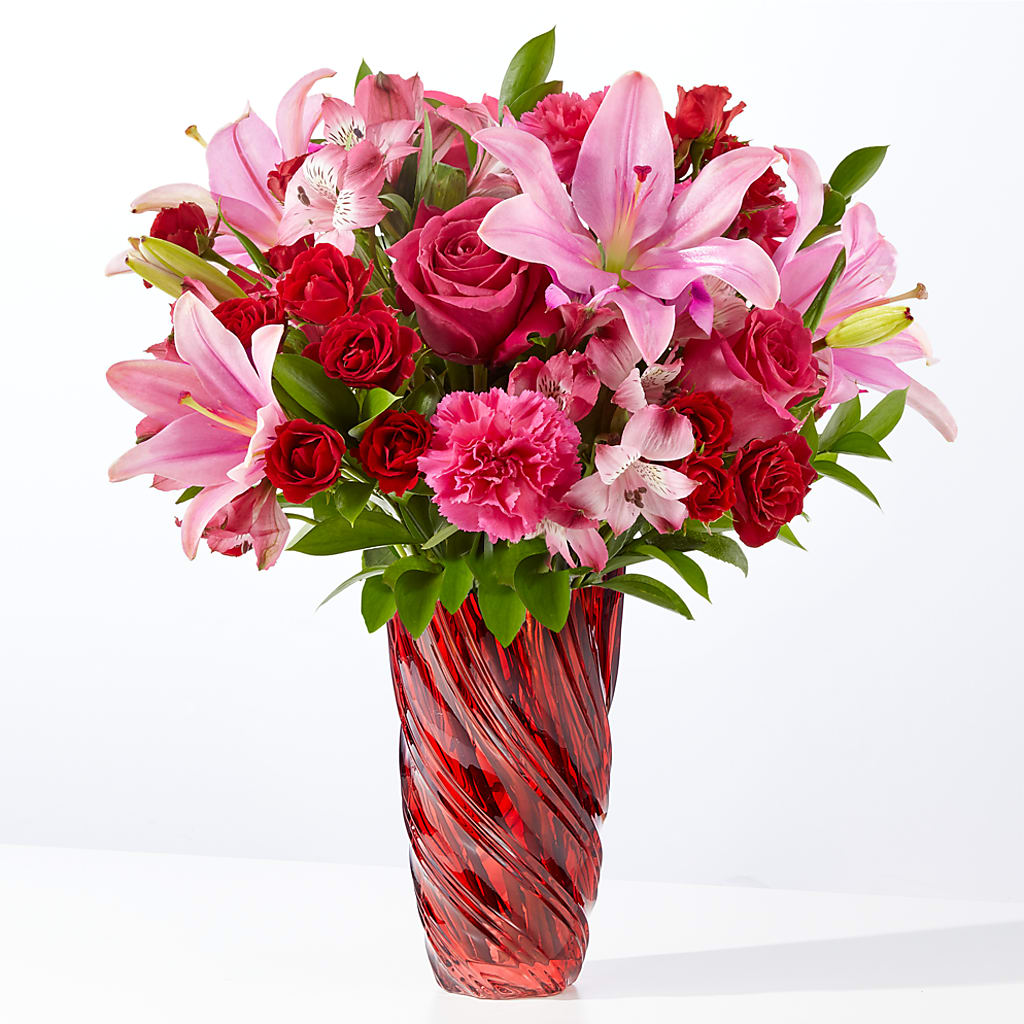In Love Bouquet with Luxe Swirl Vase – The Andes Flowers Llc, Fort Myers FL