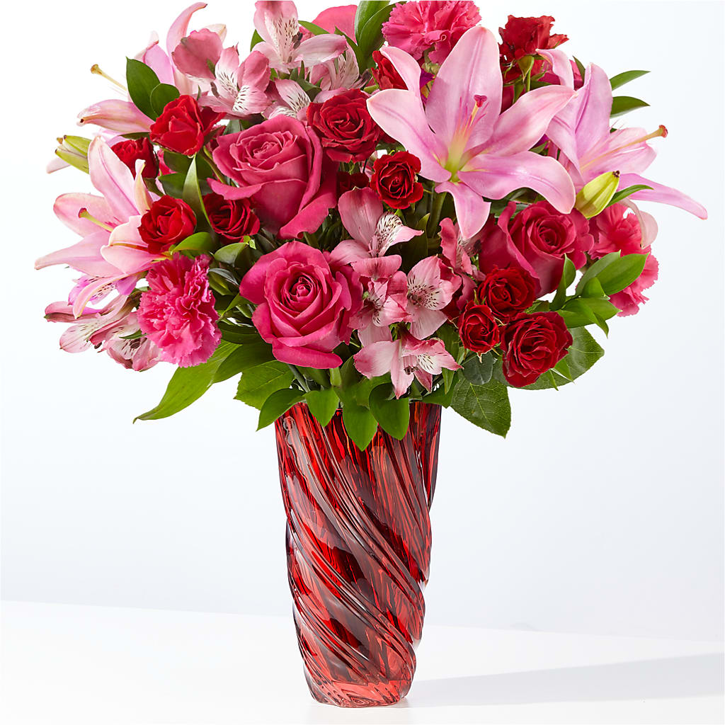 In Love Bouquet with Luxe Swirl Vase – The Andes Flowers Llc, Fort Myers FL