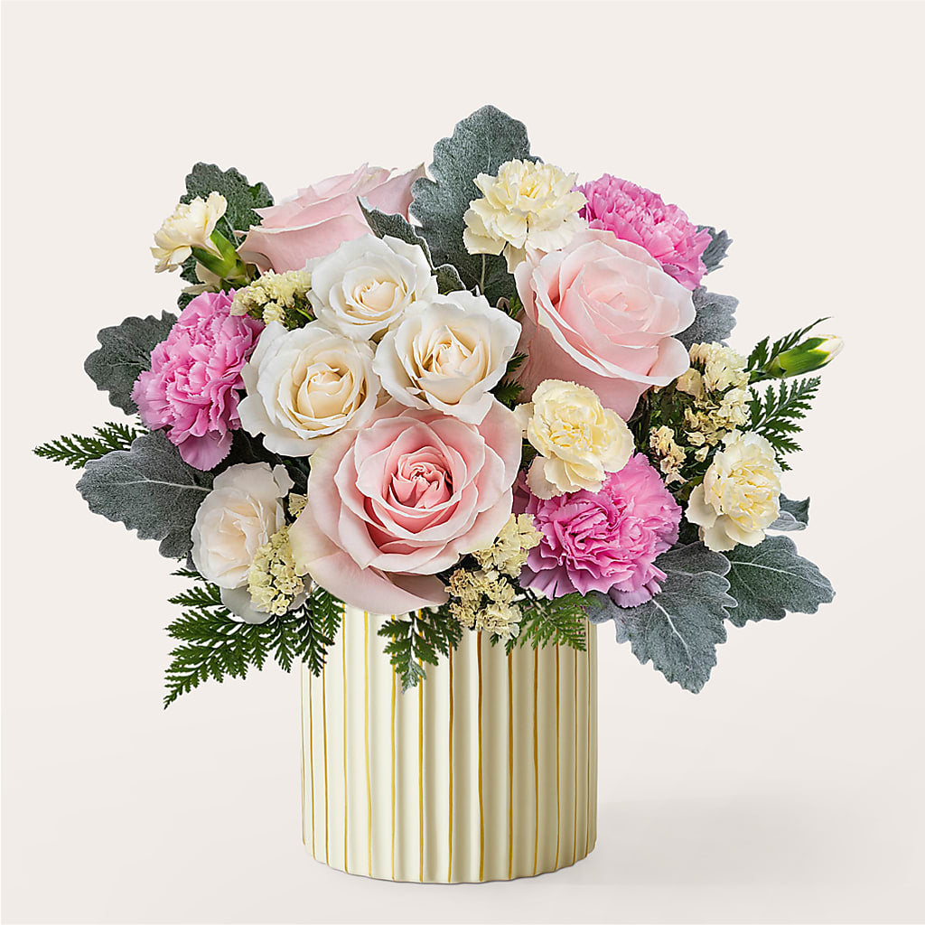 Blissful Moments Bouquet with Ivory Vase – The Andes Flowers Llc, Fort Myers FL