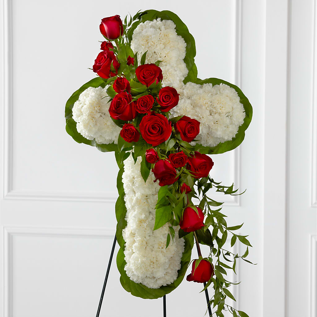 Floral Cross Easel – The Andes Flowers Llc, Fort Myers FL