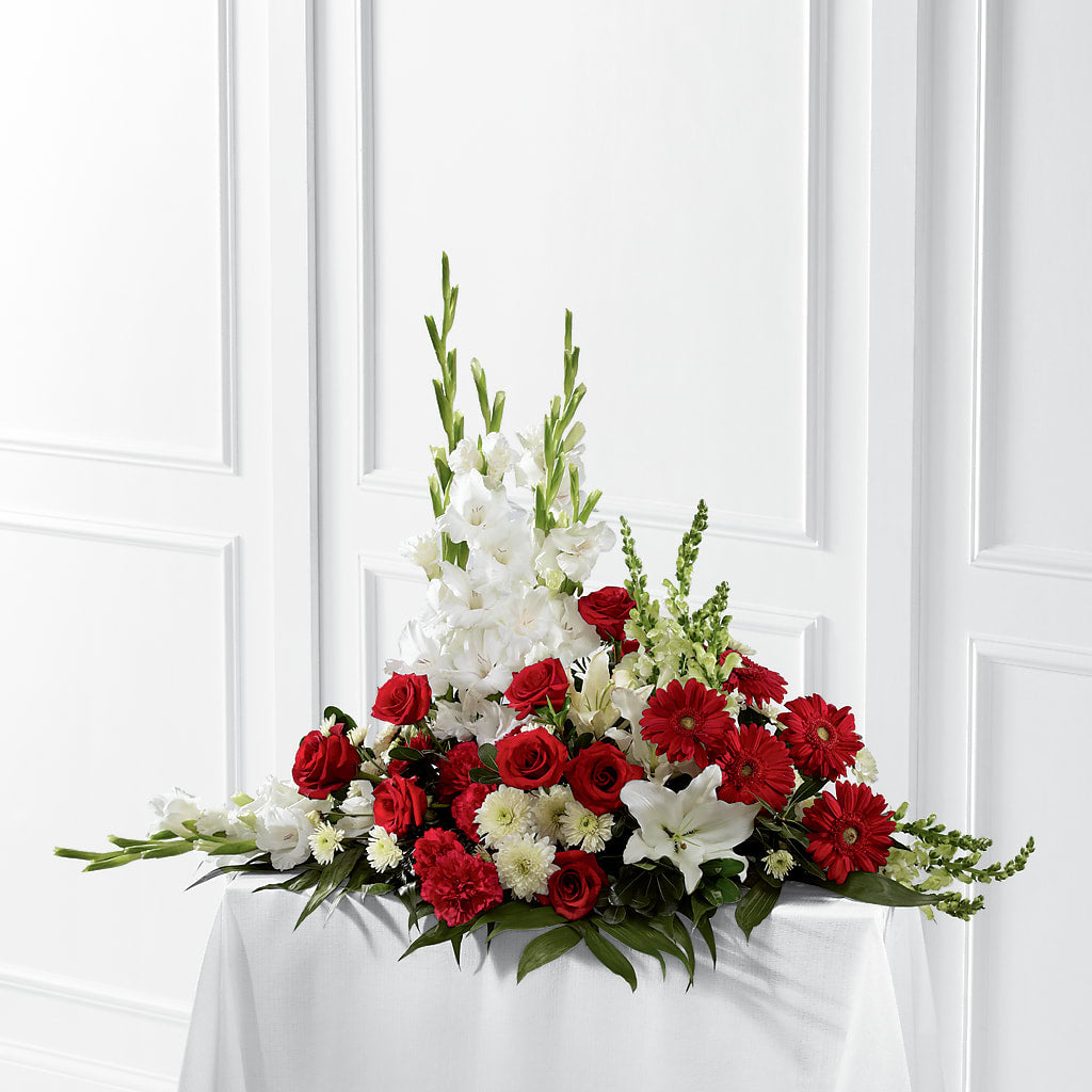 Crimson & White Arrangement – The Andes Flowers Llc, Fort Myers FL