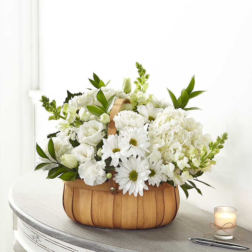 Pure Ivory Basket – The Andes Flowers Llc, Fort Myers FL