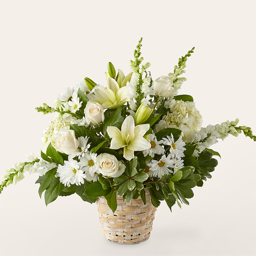 Ivory Elegance Floral Basket – The Andes Flowers Llc, Fort Myers FL