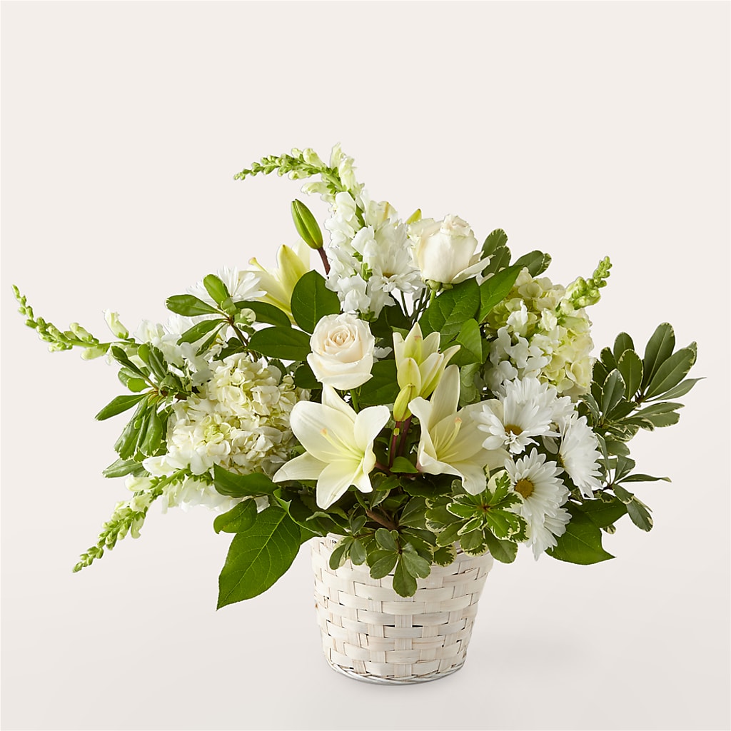 Ivory Elegance Floral Basket – The Andes Flowers Llc, Fort Myers FL