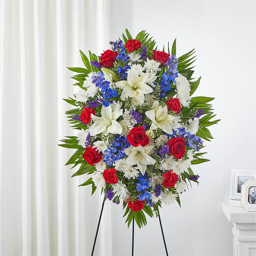 Cherished Service Standing Spray – The Andes Flowers Llc, Fort Myers FL