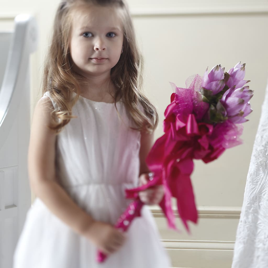 Sparkle Pink Flower Girl Bouquet – The Andes Flowers Llc, Fort Myers FL