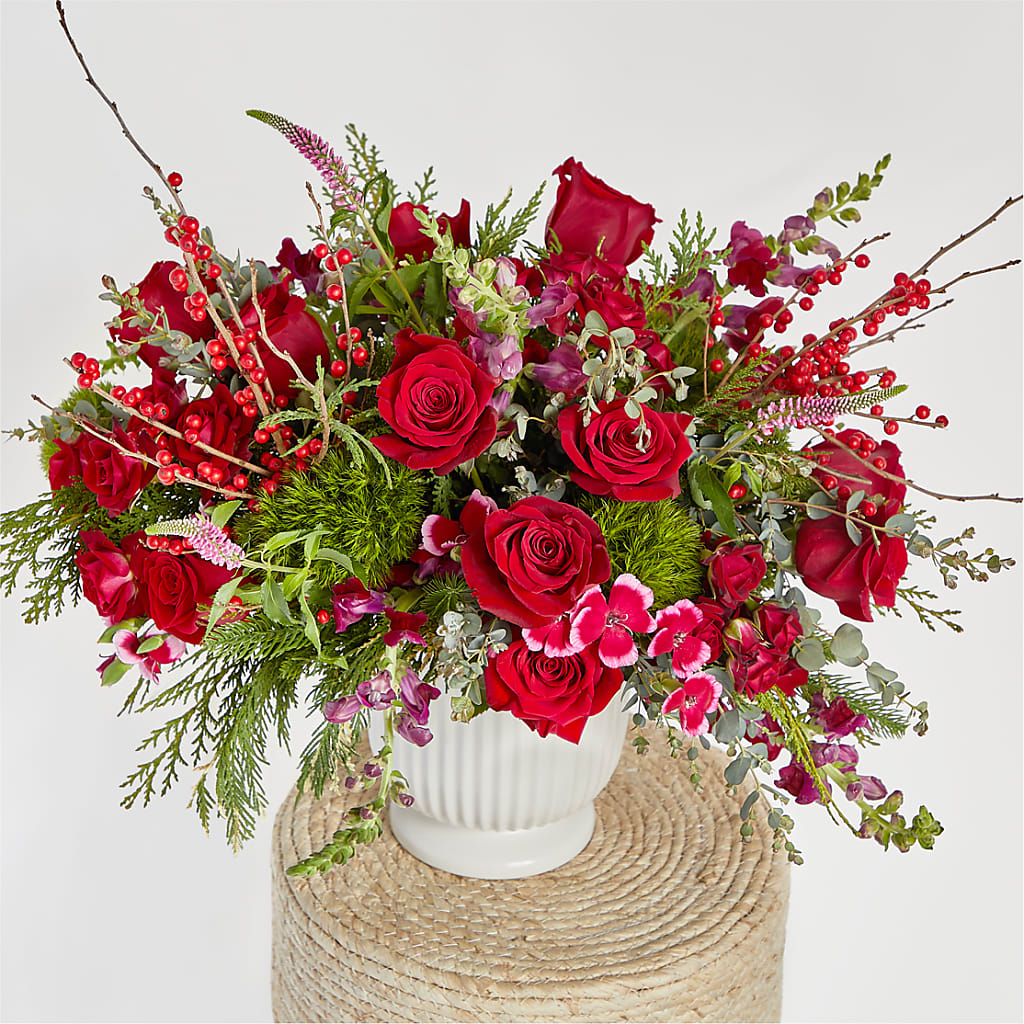 Big Red Bow Bouquet –  The Andes Flowers Llc, Fort Myers FL