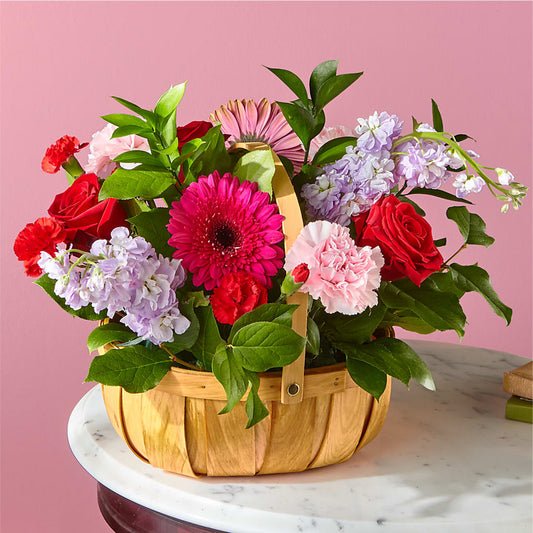 Pink Picnic Basket –  The Andes Flowers Llc, Fort Myers FL
