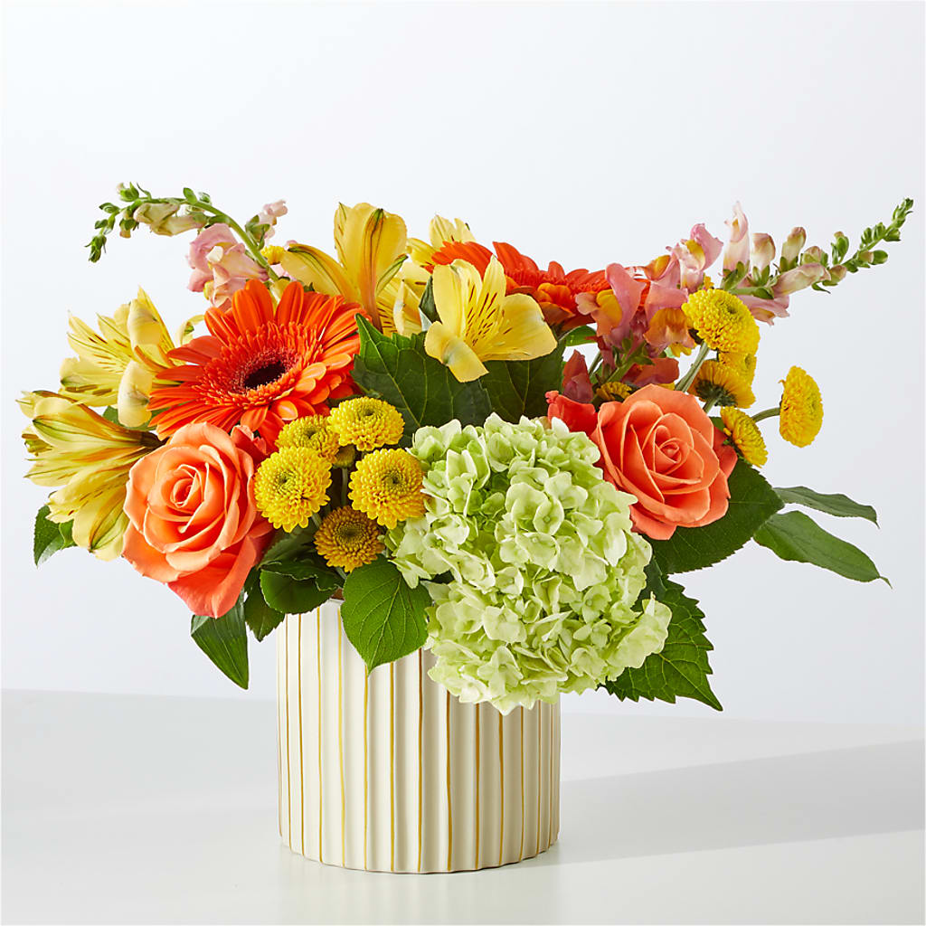 Autumn Sunshine Bouquet with Ivory Vase –  The Andes Flowers Llc, Fort Myers FL