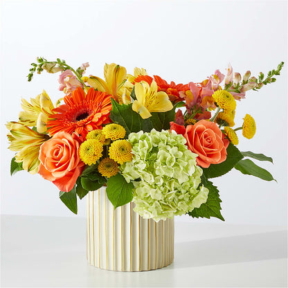 Autumn Sunshine Bouquet with Ivory Vase –  The Andes Flowers Llc, Fort Myers FL