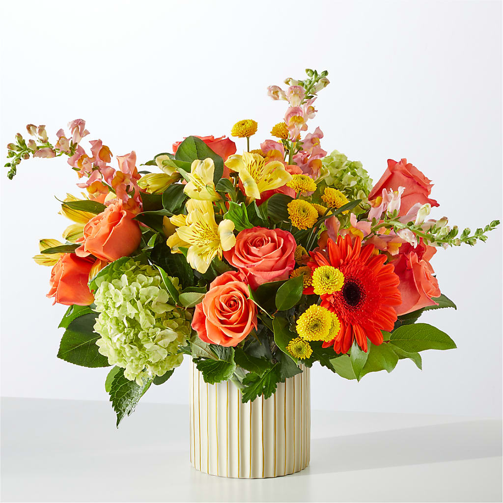 Autumn Sunshine Bouquet with Ivory Vase –  The Andes Flowers Llc, Fort Myers FL