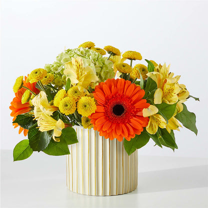 Autumn Sunshine Bouquet with Ivory Vase –  The Andes Flowers Llc, Fort Myers FL